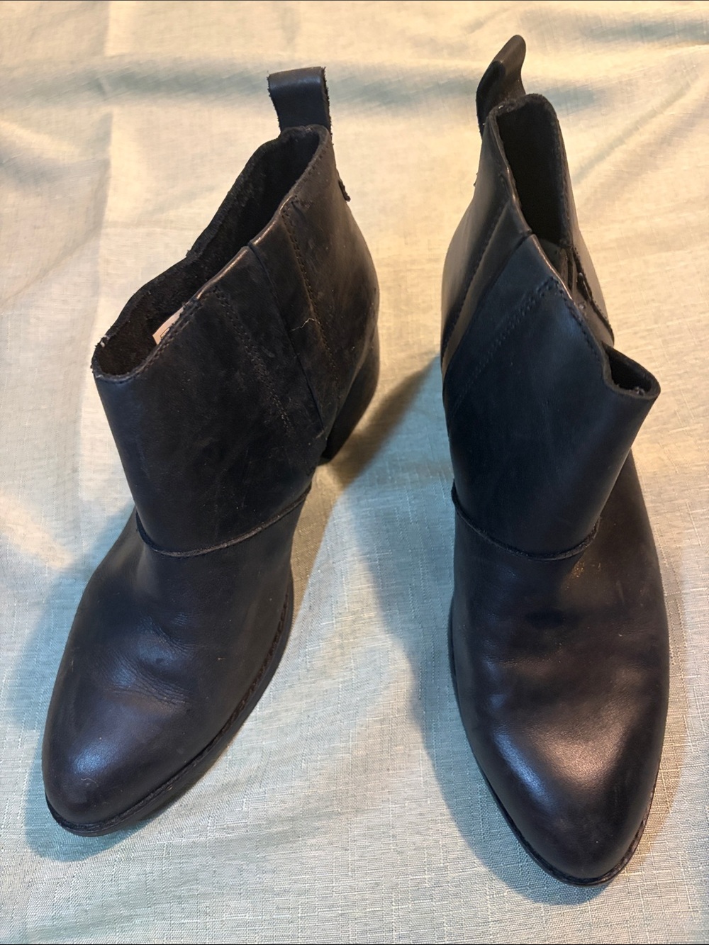 Toms Black Leather Ankle Booties